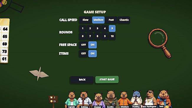Capybara Bingo