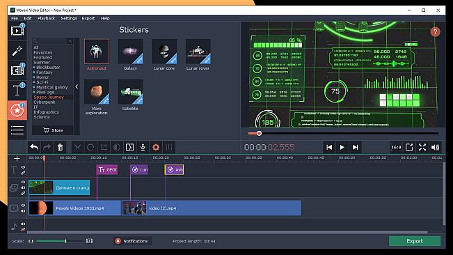 Movavi Video Editor Plus 2020 Effects - Space Journey Pack