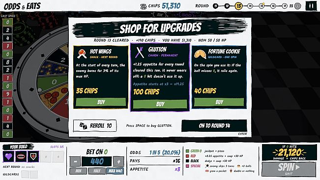 Odds & Eats: A Roulette Roguelike
