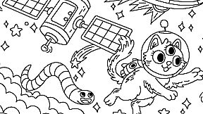 100 Cats Lost in the Future Find & Color