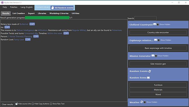 Hydra Lists: Roll Table Maker