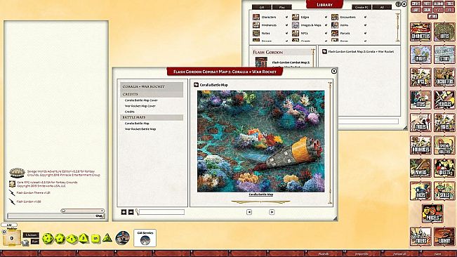 Fantasy Grounds - Flash Gordon Combat Map 2: Coralia + War Rocket