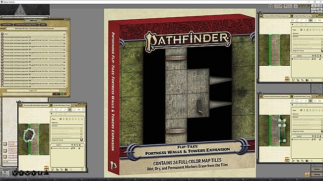 Fantasy Grounds - Pathfinder RPG - Flip-Tiles - Fortress Walls and Towers Expansion