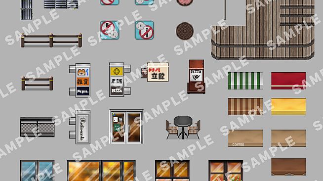 RPG Maker MZ - SERIALGAMES LivingGoodCity Tileset - Local Shops Set