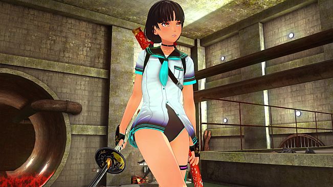 OneeChanbara ORIGIN - Exclusive Saki Costume: Saki's School Swimwear: MM Blue-Green