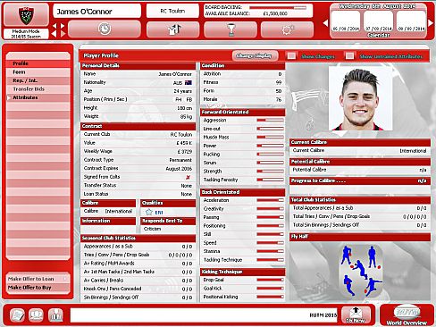 Rugby Union Team Manager 2015