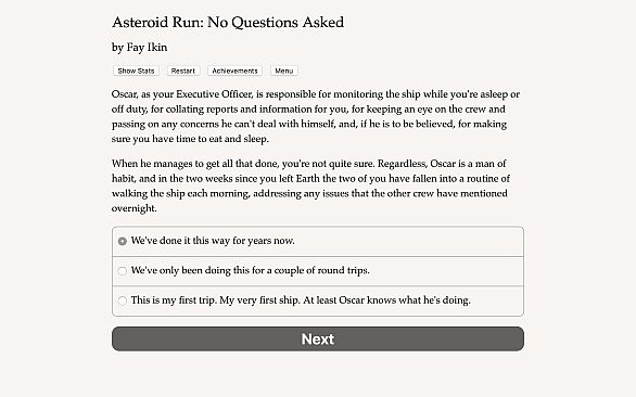 Asteroid Run: No Questions Asked