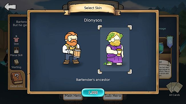 3 Minute Heroes - Dionysos (Bartender Skin)