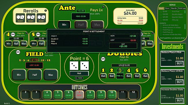 Incrementable Craps