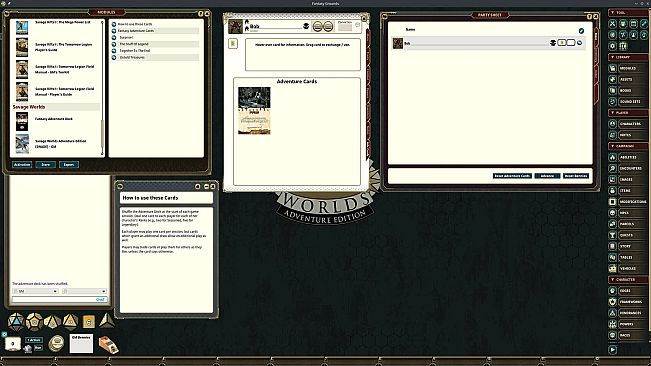 Fantasy Grounds - Fantasy Companion SWADE Adventure Deck Cards