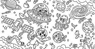 100 Cats Lost In Space Find & Color