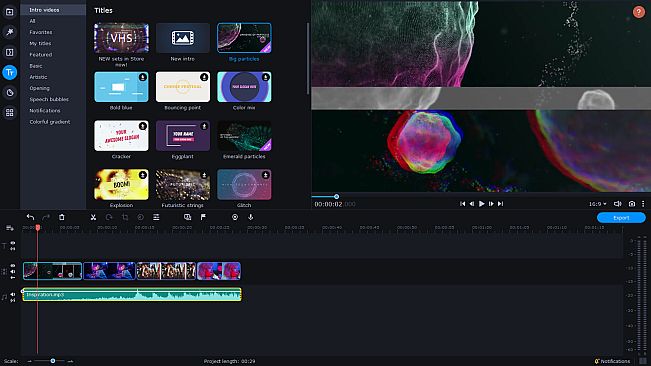 Movavi Video Editor 2023 - Universe of Particles Intro Pack