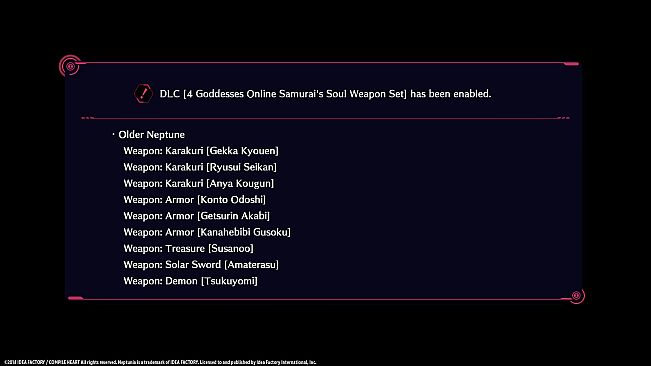 Megadimension Neptunia VIIR - 4 Goddesses Online Samurai's Soul Weapon Set | 四女神オンライン 武士の魂 武器セット | 四女神Ｏｎｌｉｎｅ 武士之魂 武器套組