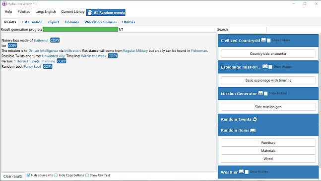 Hydra Lists: Roll Table Maker