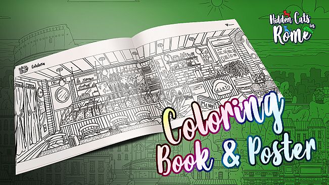 Hidden Cats in Rome - Printable PDF Coloring Book and Poster