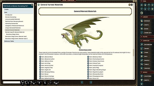 Fantasy Grounds - Field Guide to Monster Harvesting, Vol. 1