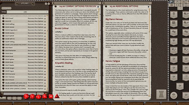 Fantasy Grounds - Fifth Edition Options: Recovery Dice Options (5E)