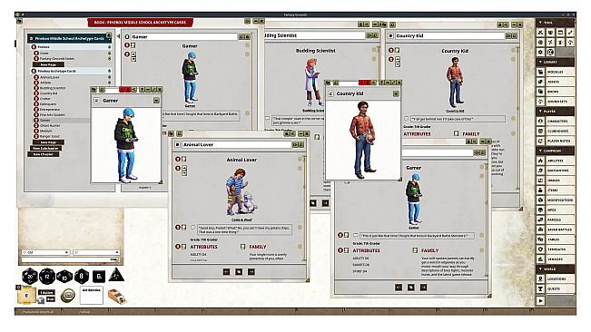 Fantasy Grounds - Pinebox Middle School Archetype Cards