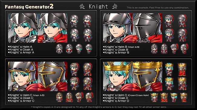 RPG Maker MZ - Fantasy Generator 2 Knight Armor Part Set