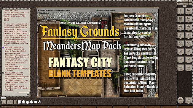 Fantasy Grounds - Meander Map Pack Fantasy City Blank Templates (Map Pack)
