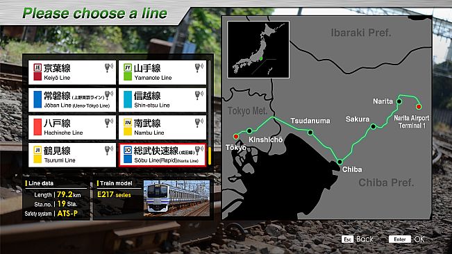 JR EAST Train Simulator: Sobu Line Rapid Service (Tokyo to Narita Airport Terminal 1) E217 series