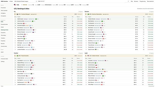MMA Fictional World Simulator