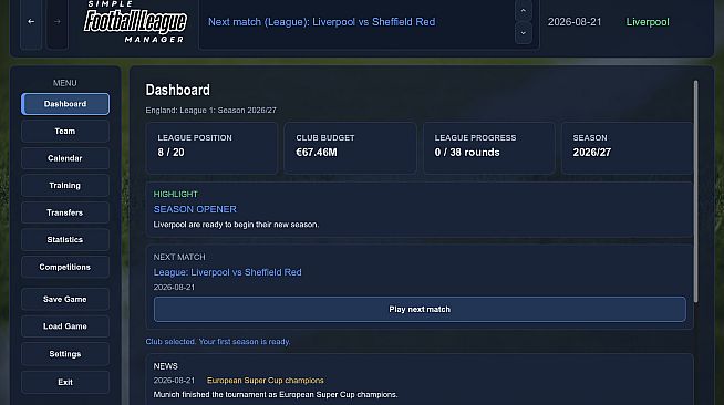 Simple Football League Manager