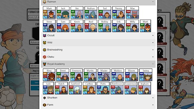 Inazuma Eleven Team Builder