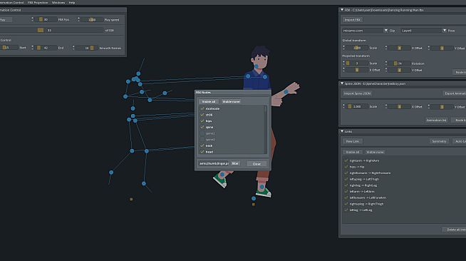 FBX2SPINE - 3D Mocap to 2D Animation Transfer Tool