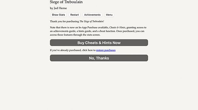 Siege of Treboulain — Cheats & Hints