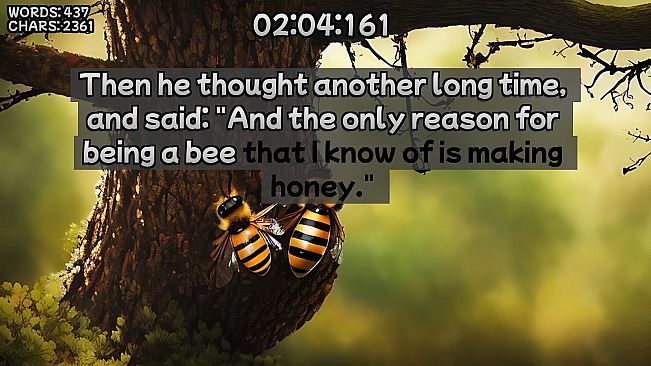 Winnie-the-Pooh's book writing speedrunner