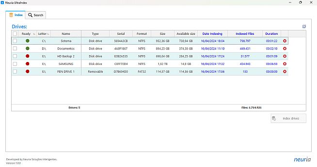 Neuria UltraIndex - File indexing and instant search
