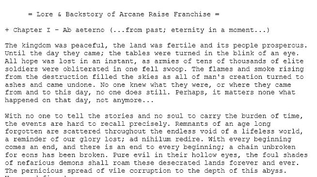 Arcane Raise - Lorebook