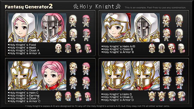 RPG Maker MZ - Fantasy Generator 2 Knight Armor Part Set