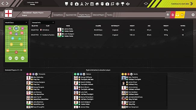 Rugby League Team Manager 3 DLC "Representative & International Teams & Competitions"
