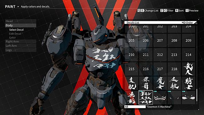 DAEMON X MACHINA - Arsenal Decals Bundle - The Brushstrokes of Souun Takeda