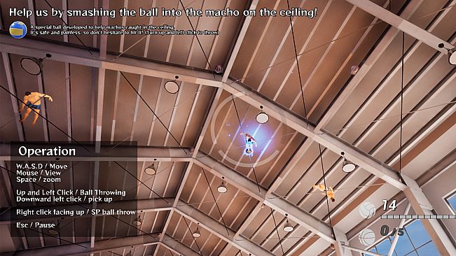 A game that saves the muscles caught in the ceiling of the gymnasium
