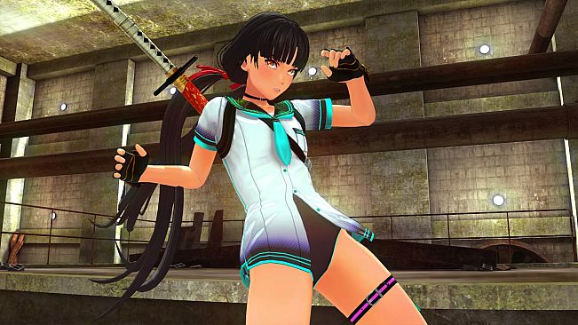OneeChanbara ORIGIN - Exclusive Saki Costume: Saki's School Swimwear: MM Blue-Green