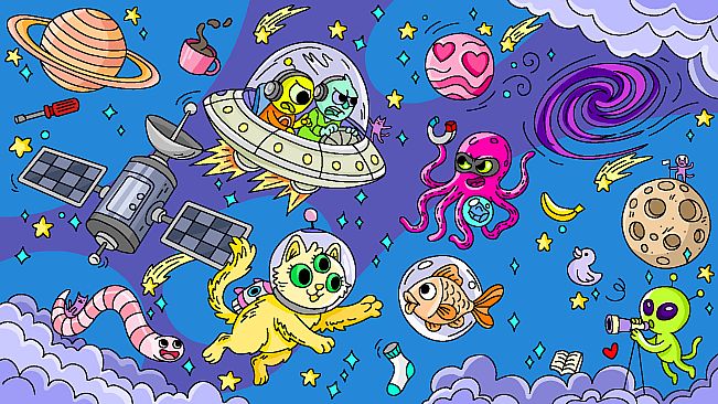 100 Cats Lost In Space Find & Color