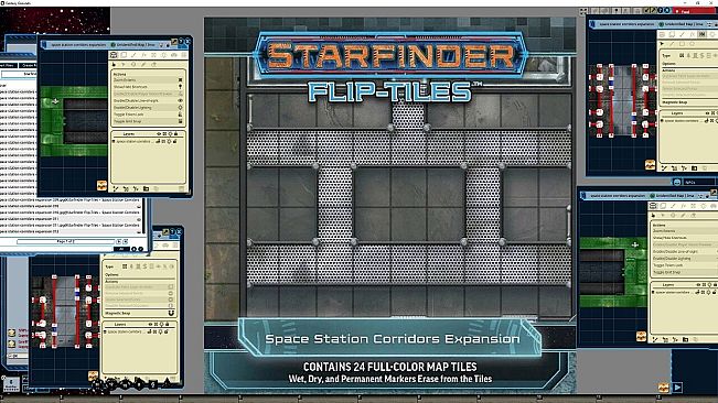 Fantasy Grounds - Starfinder RPG - Flip-Tiles - Space Station Corridors Expansion