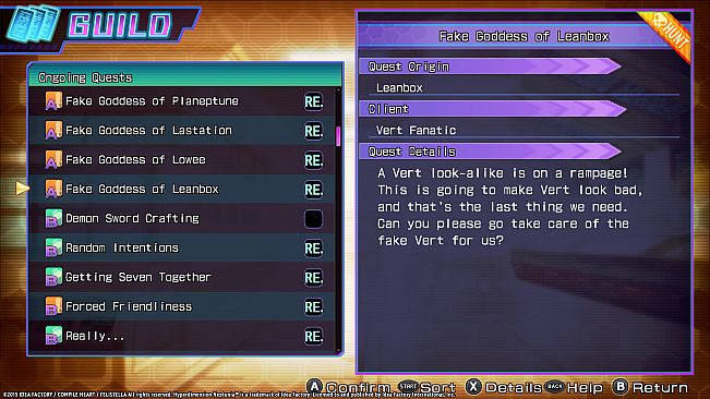 Hyperdimension Neptunia Re;Birth3 Shares Quests