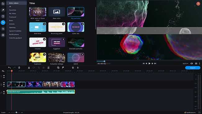Movavi Video Suite 2022 - Universe of Particles Intro Pack