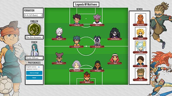 Inazuma Eleven Team Builder