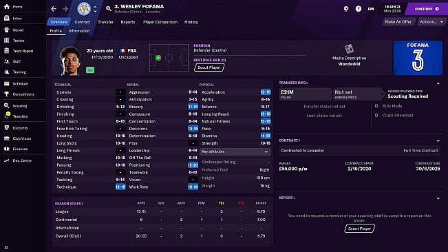 Football Manager 2021 Touch - Attribute Masking