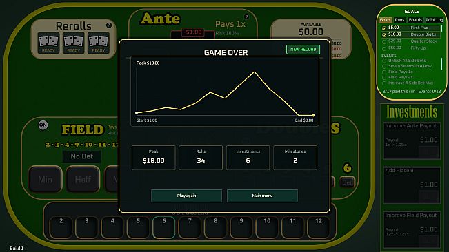 Incrementable Craps