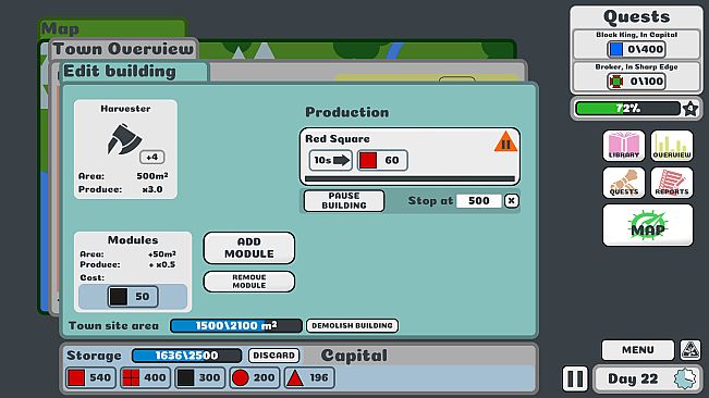 Block King Demands Red Squares