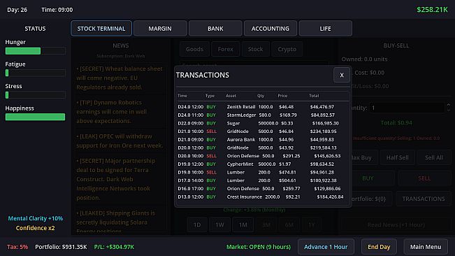 Neo Capitalist - Stock Market Survival Simulator
