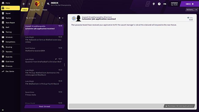 Football Manager 2021 Touch - All Job Applications
