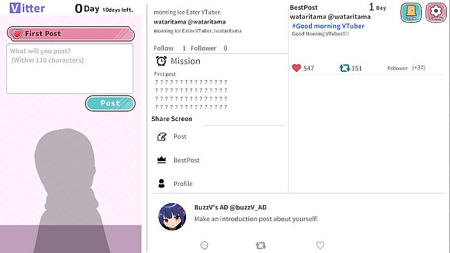バズってVTuber ゲームでいいから万バズしたい！(BUZZtte VTuber-I want to go viral, even if it's just in a game!)