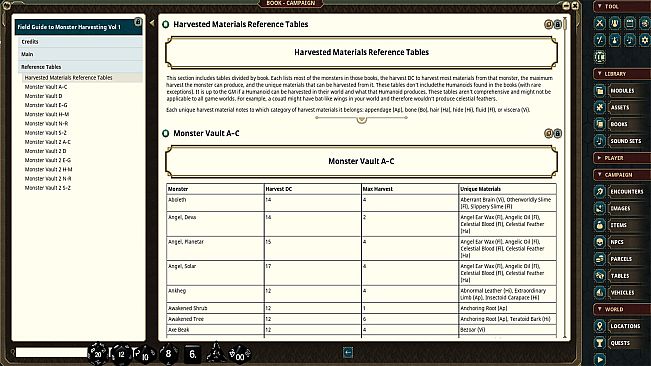 Fantasy Grounds - Field Guide to Monster Harvesting, Vol. 1